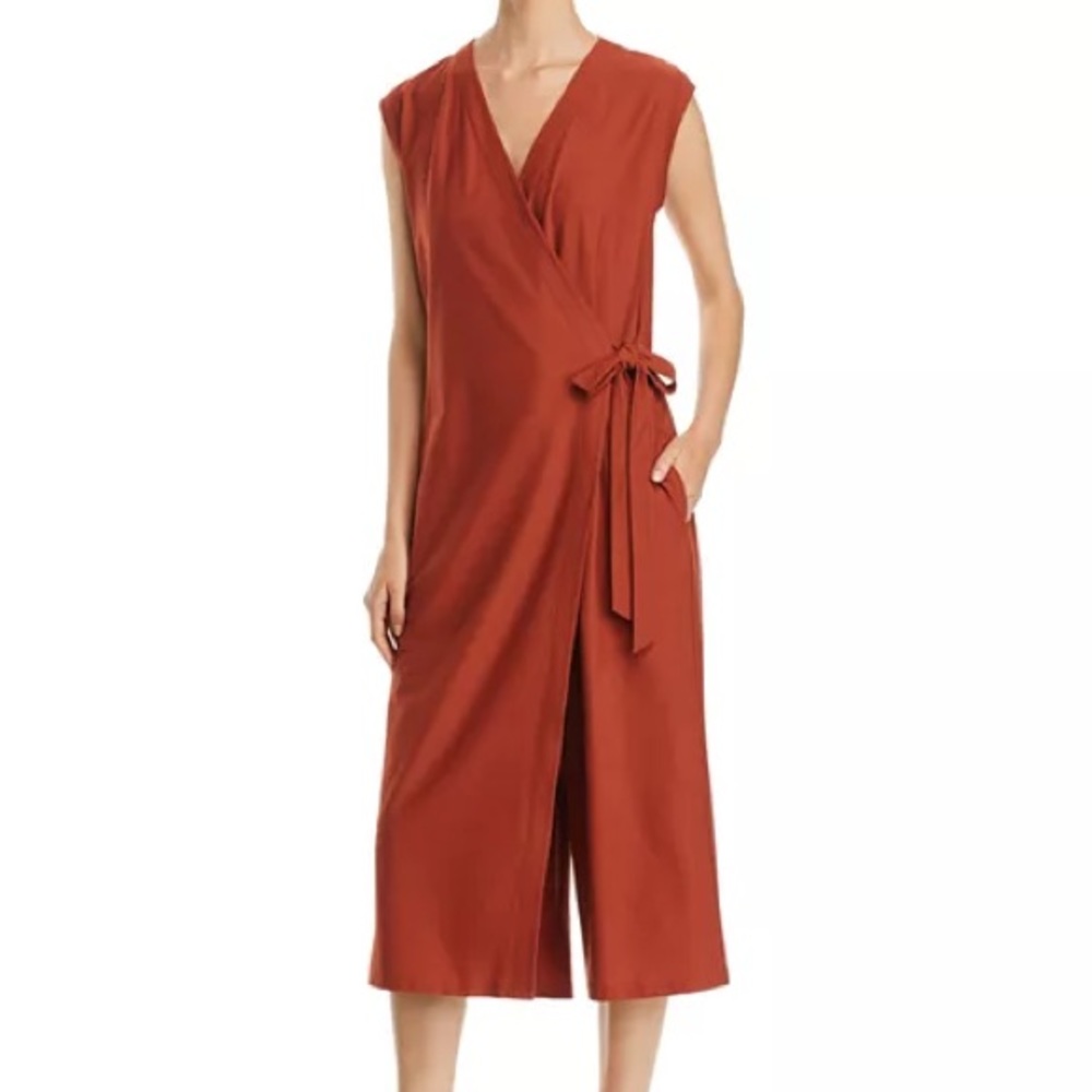 Eileen Fisher, brick red jumpsuit in size XS.